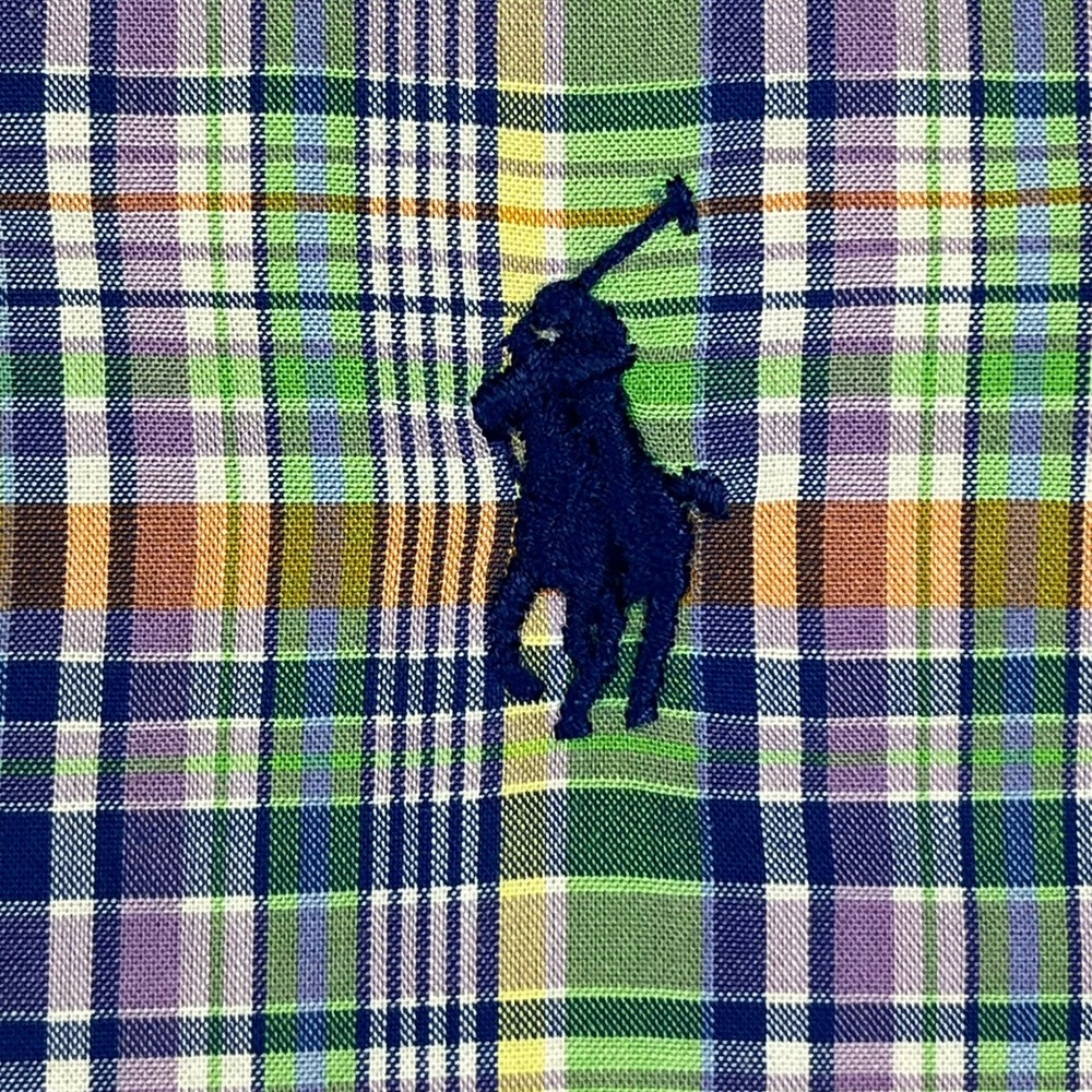 Ralph Lauren Button Down Shirt Mens Large Green Plaid Classic Fit 100% Cotton - Picture 4 of 11